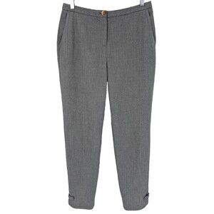 Ted Baker Pants 2 Gray Texture Slim Leg Slit & Bow on Leg Great